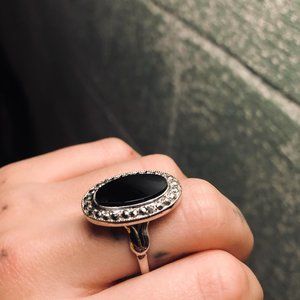Black Obsidian Silver Ring